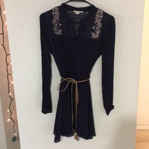 Blue embroidered dress